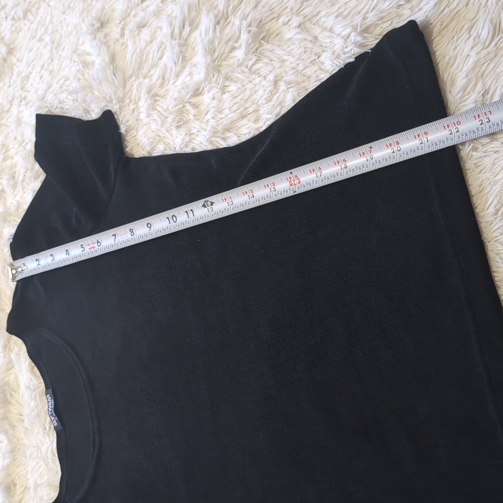 90s Vintage Softwear Mark Singer Slinky Stretchy Black Scoop Neck Tee - Picture 6 of 6